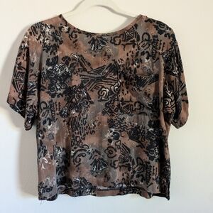VTG Judy Knapp Abstract Tribal Print Cropped Top